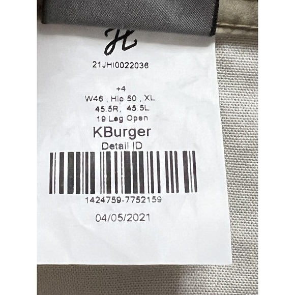 J Hilburn Pants Mens XL W46 Khaki Tan Kburger Performance Stretch‎ 5 Pocket New - Picture 2 of 13